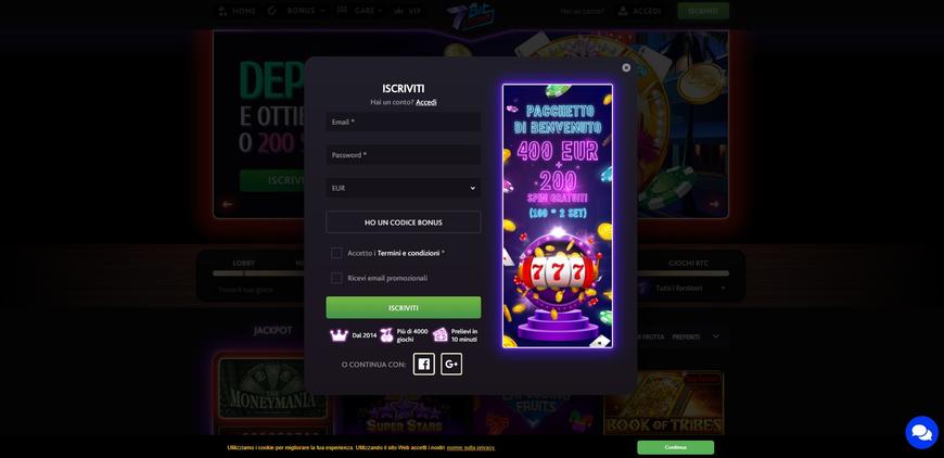 Voglio registrarmi su 7BitCasino