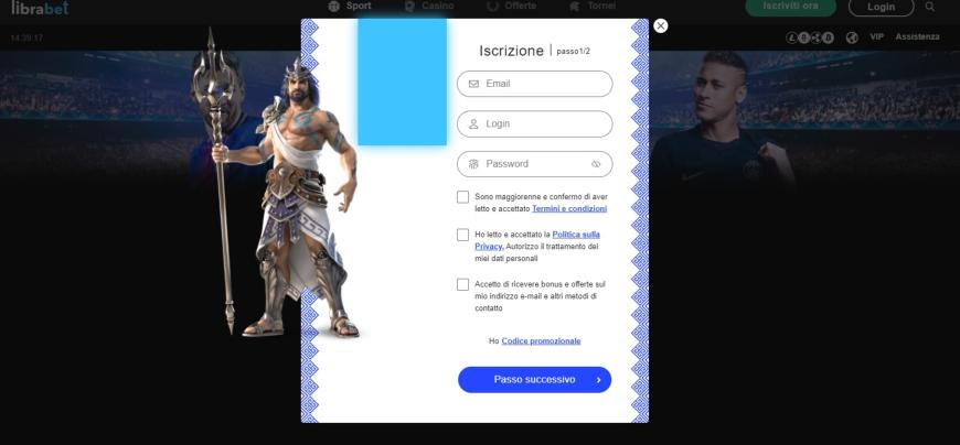 Registrarsi su LibraBet