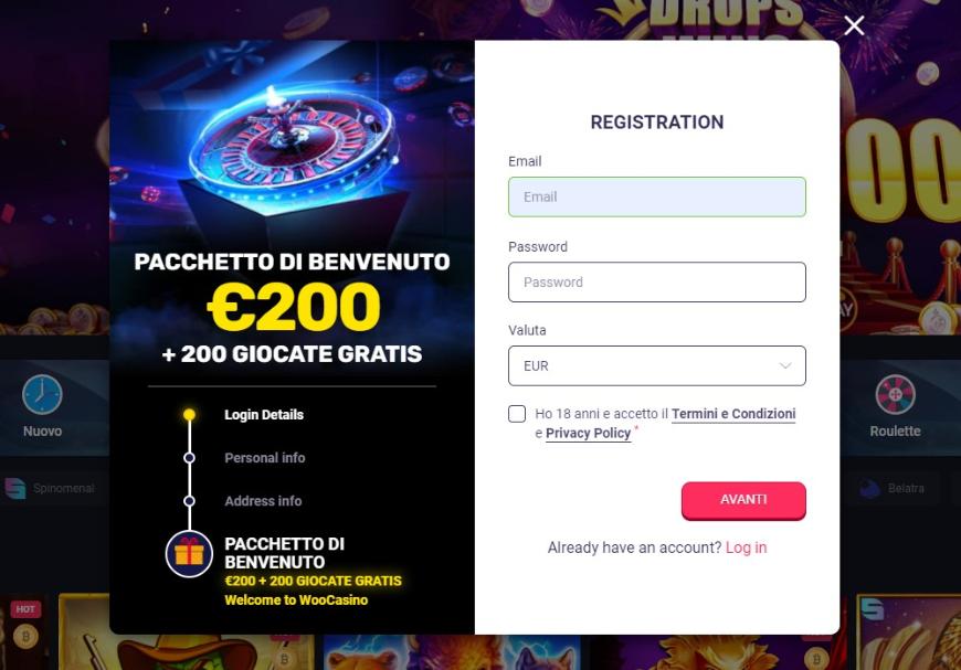 Come fare per registrarsi su WooCasino