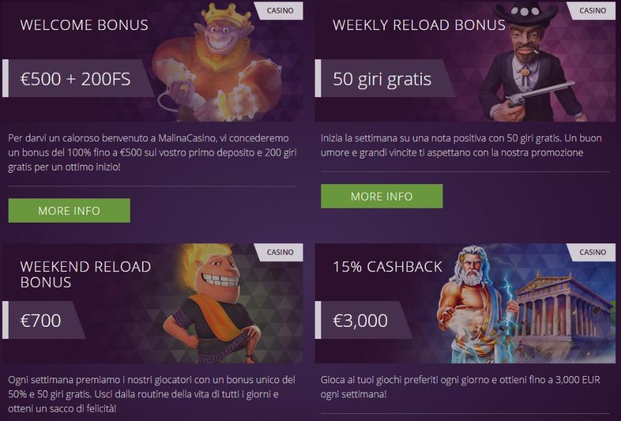 Malina Casino bonus