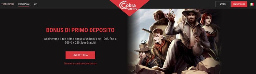 Bonus presenti su Cobra Casino