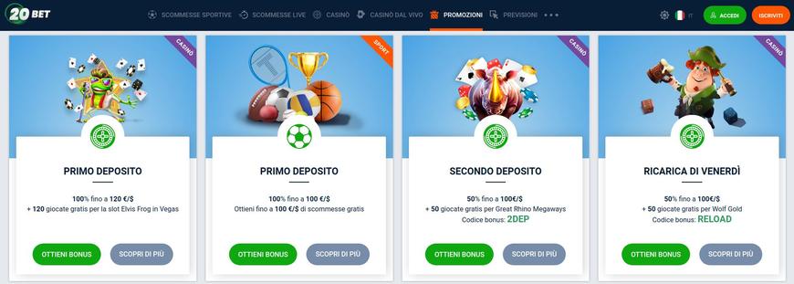 20Bet bonus di benvenuto