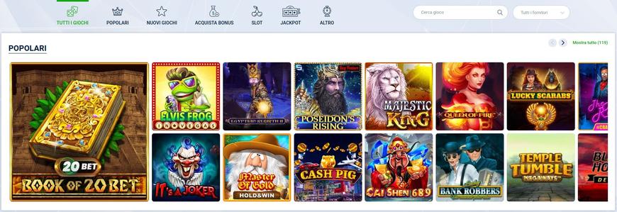 20Bet Casino Giochi