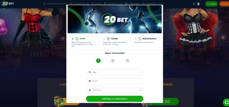 20bet registrazione