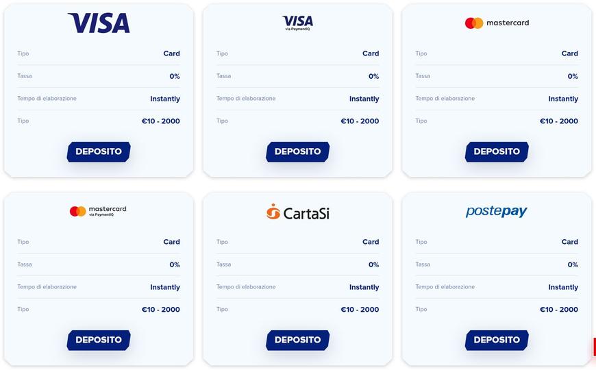 I metodi di pagamento su Sportaza